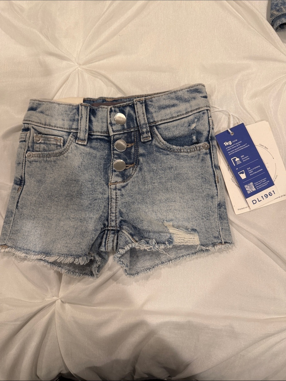 DL1961 Light Blue Distressed High-Rise Kids Denim Shorts size 2T